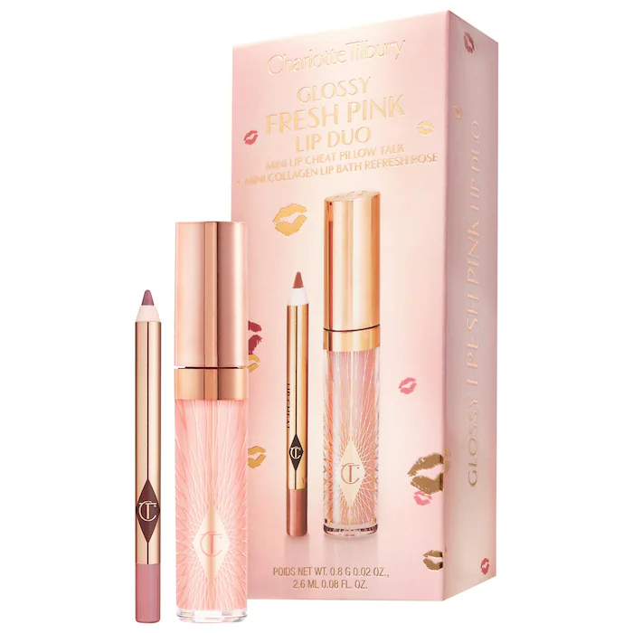 Charlotte Tilbury Glossy Fresh Pink Lip Duo- Pillow Talk & Refresh Rose